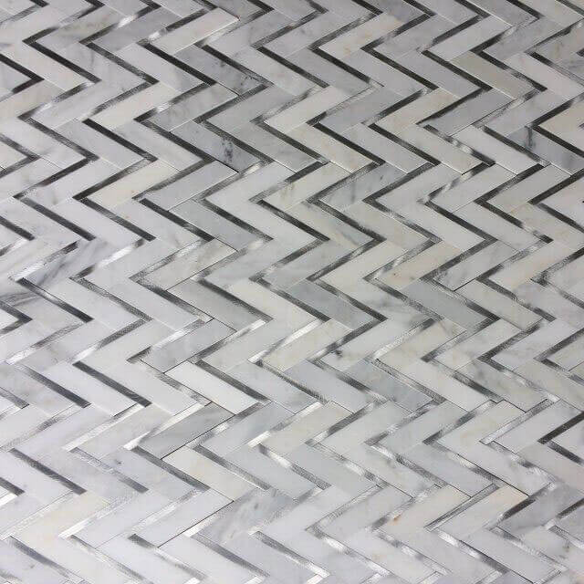 Azulejo para salpicaduras de mosaico de mármol blanco espiga oriental