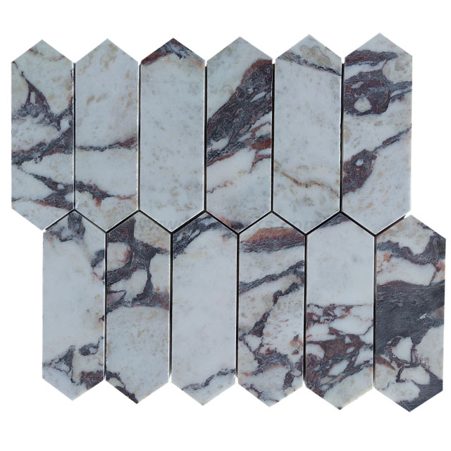 Mosaico de piquete de mármol de calacatta viola