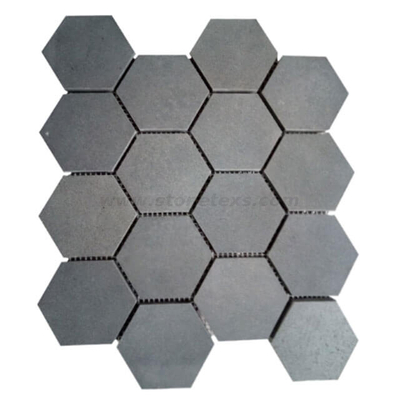 Azulejo hexagonal de basalto negro 2