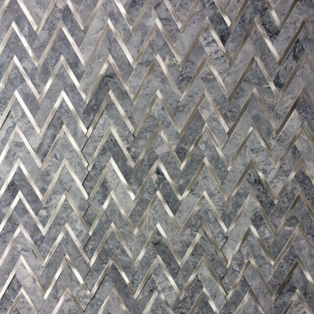 Herringbone Mosaic Tile Pacific Grey mezcla metal